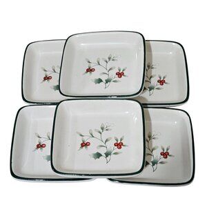 6 Pfaltzgraff Winterberry Square Dipping Snack Plate 4"Stoneware hors d'oeuvres